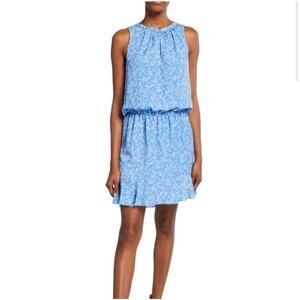 Joie Casual Sabera Mini Dress Ruffle Ruched Floral Printed Blue white sz S